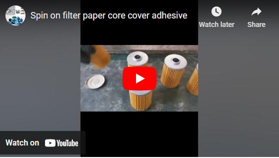 Spin on filter paper core cover adhesive